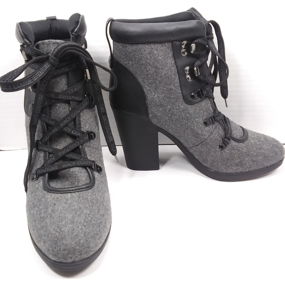 Juicy Couture Shoes - JUICY "Wool" Lace Up Ankle Boots Like New